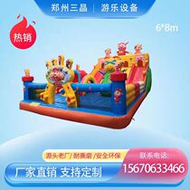 Children inflatable castle outdoor large park temple Stall toy with protective net blowing big slide manufacturer direct sale