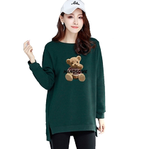 2024 new autumn and winter new bear plus size plus size womens velvet versatile loose slimming mid-length sweatshirt bottoming shirt