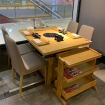Hot Pot restaurant marble smokeless hot pot dining table and chair combination solid wood barbecue hot pot table induction cooker integrated commercial