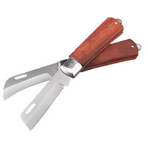 Electricians insulation wire stripping knife old-fashioned wooden handle multi-functional stainless steel electricians knife straight edge elbow electricians wire stripping knife