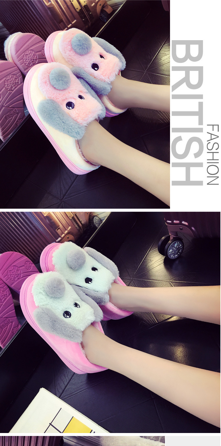 Dép cotton nữ mùa đông có đáy dày phiên bản Hàn Quốc của cặp đôi đáng yêu tại nhà Giày cotton trong nhà nam 2018 mới dép đi trong nhà vệ sinh