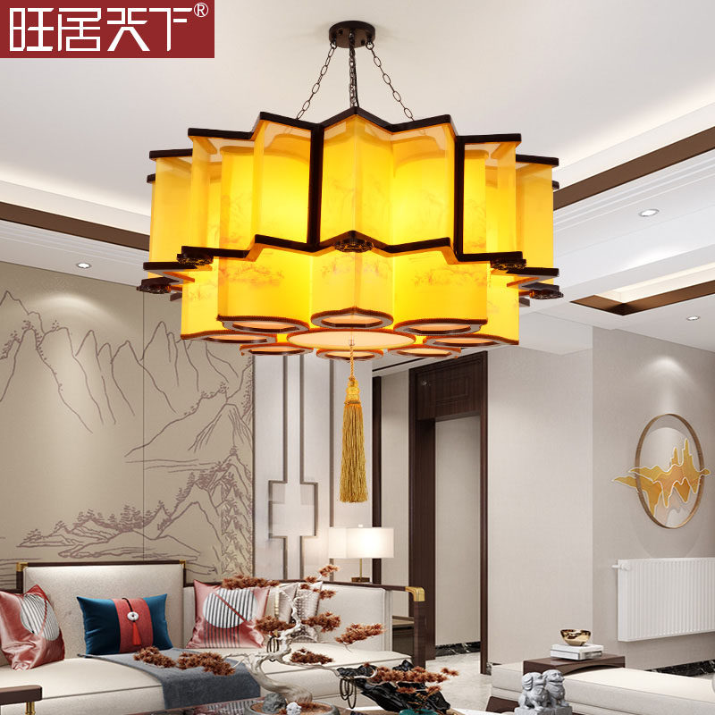 新中式吊灯中国风客厅灯餐厅饭店酒店包间大气仿古木艺火锅店灯具
