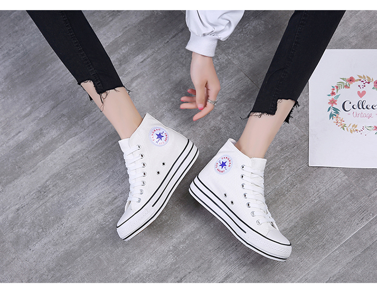 2018 mới mùa xuân và mùa hè giày vải cao cấp nữ đáy dày tăng sinh viên Hàn Quốc hoang dã Giày vải retro retro giày sneaker nữ