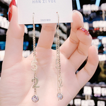 South Korea light luxury High sense 520 earrings female 2021 tide temperament versatile EAR thread sterling silver needle Net red ear ornaments