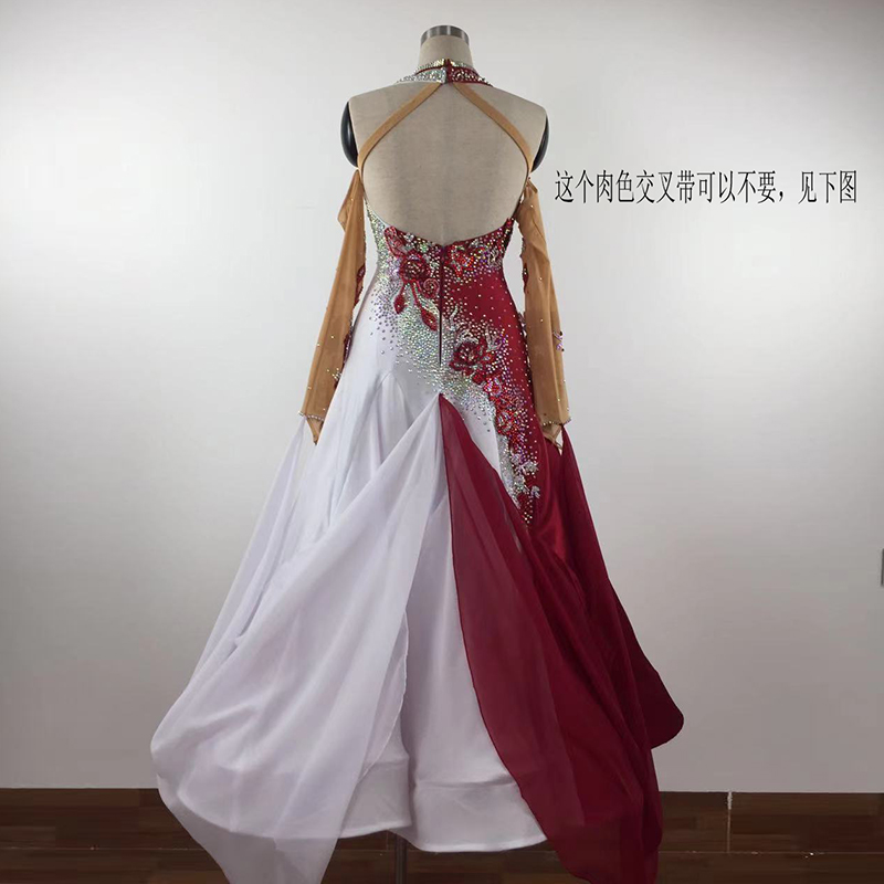 Morden dance swarm race dress waltz with liner to play the national standard dance parquet with big swing dress Social dance long dress