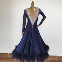 National Label Dancing big V neckline Dancing dress Waltz with dress Morden dance competition skirt tango and drill even body dress