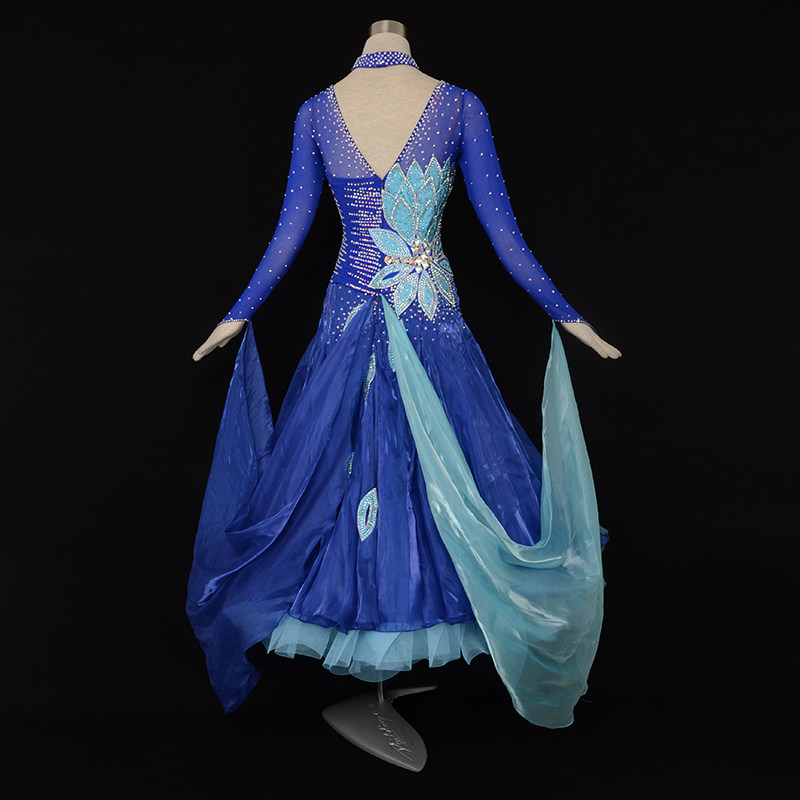 National Standard Dance Show Waltz Performing Imitation Diamond Dance Dress Swirling Dance Dance Dress