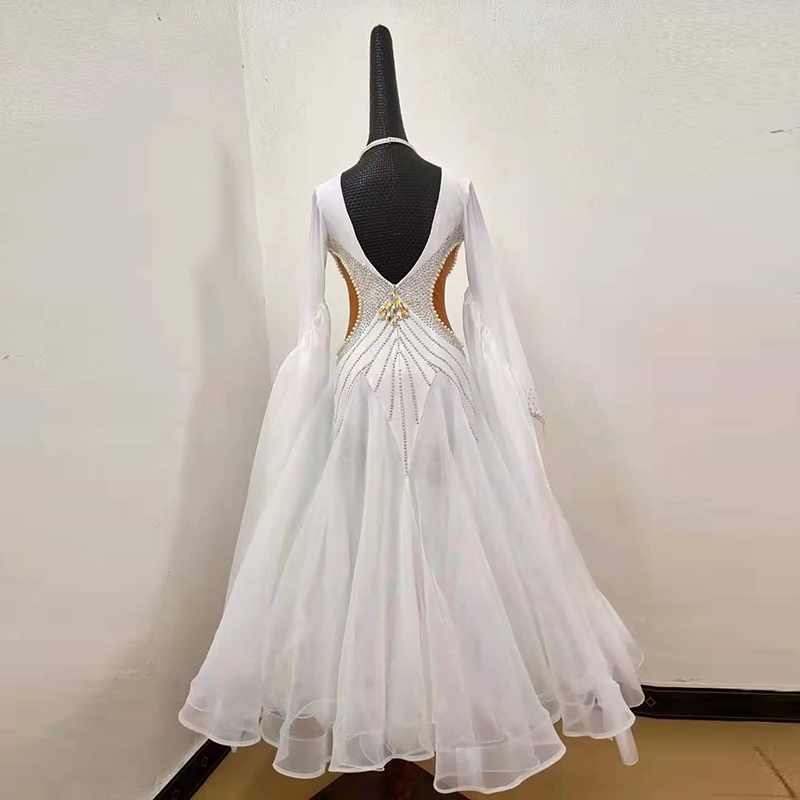 National standard dance competition skirt waltz v-neck performance clothing modern dance performance clothing social dance big dress plus drill