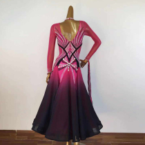 National Label dance Costume Waltz Performance Suit Gradient color large swing dress plus drill neck accessories Skirt Square Dance Length Dress