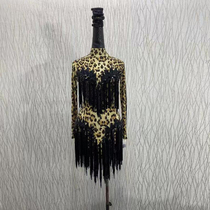 Latin dance competition skirt imitation Austrian diamond cha-cha dance costume tassel rumba dance costume round neck buckle middle finger bracelet