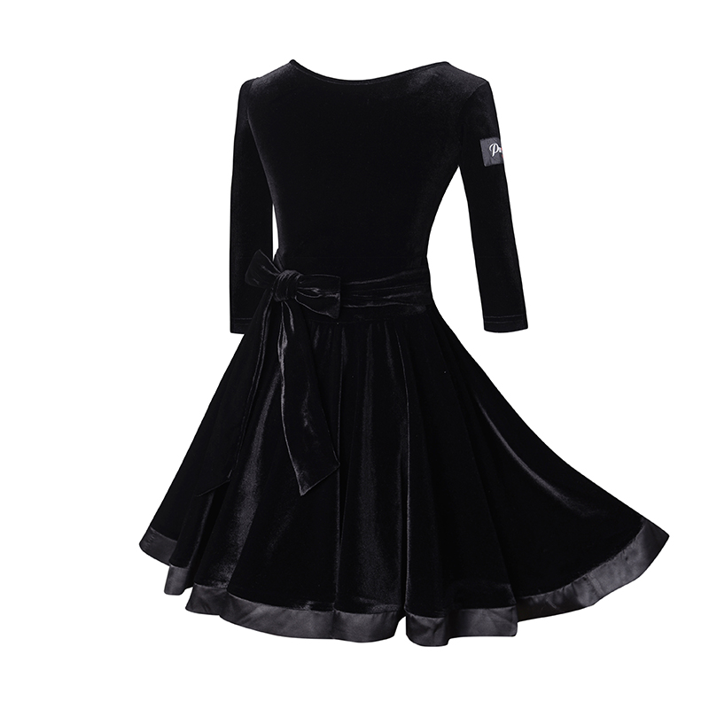 Toddler Latin dance practice suit dress for performance clothes autumn winter velvety dress and dress for women's training clothes
