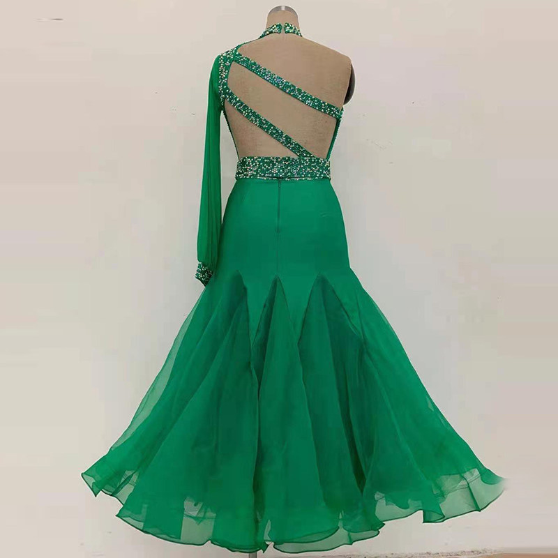 National Standard Dance Dress Waltz Show Modern Dance Show Costume with Drilling Cross-Dance Dress