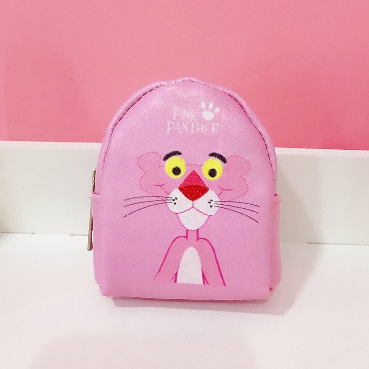 Siêu dễ thương mini hồng leopard unicorn in với keychain ví tiền xu đồ lặt vặt túi ví da nữ cao cấp