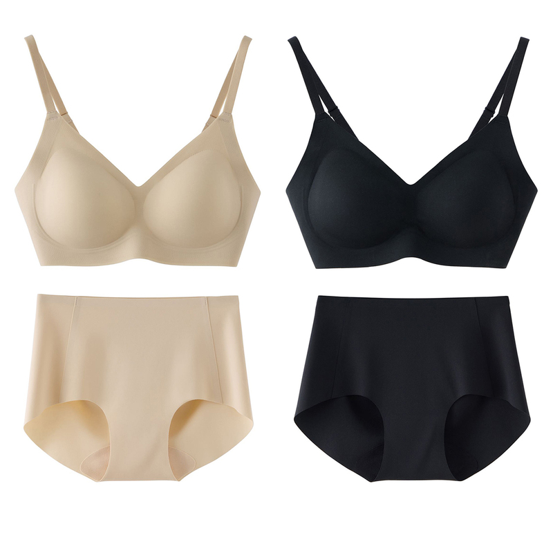 Lsea Barely-There Mulberry Silk Anti-Gravity Seamless Wireless Fixed-Cup Bra + Panties