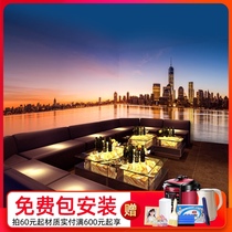  3d retro nostalgic city architecture landscape wallpaper mural wallpaper bar ktv box hotel hotel background wall