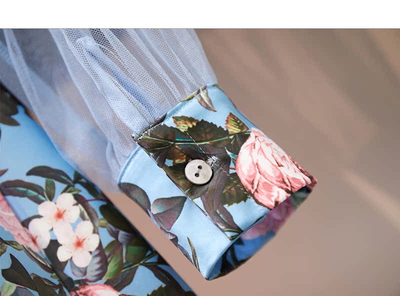 VK旗艦店 韓系甜美魚尾裙網紗拼接長袖洋裝