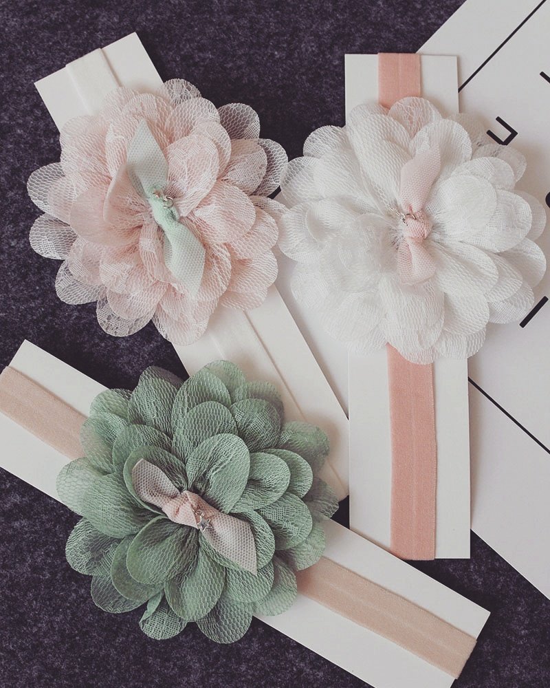 Female baby infant super cute lace flower hair with 2021 spring and autumn in Korean version of children hair decoration headwear