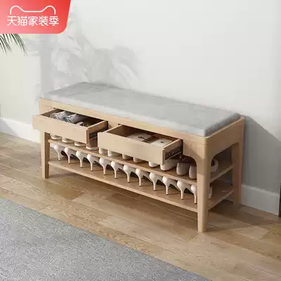 Shoe rack Wooden shoe cabinet door storage dust-proof artifact Solid wood door rear narrow doorless large capacity can sit on shoe rack