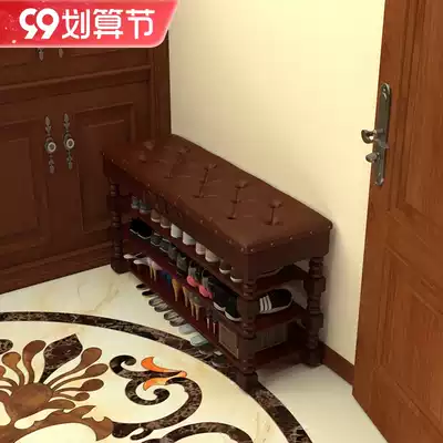 Shoe stool soft bag cushion shoe cabinet integrated home entrance door entrance door American solid wood multifunctional creative light luxury