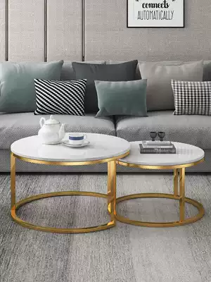 Coffee table Modern simple marble Nordic small apartment living room ins Wind Net red light luxury round coffee table table tea table