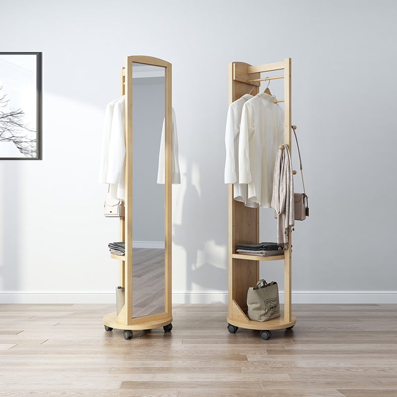Coat rack placement with mirror ins dressing mirror storage cabinet rotating three-dimensional fitting mirror multifunctional home European style