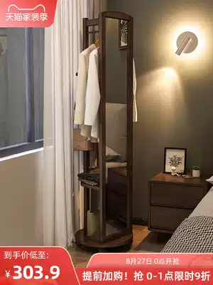 Solid wood household full-length mirror hanger Integrated full-length mirror rotating floor-to-ceiling mirror Mirror full-length mirror movable bedroom