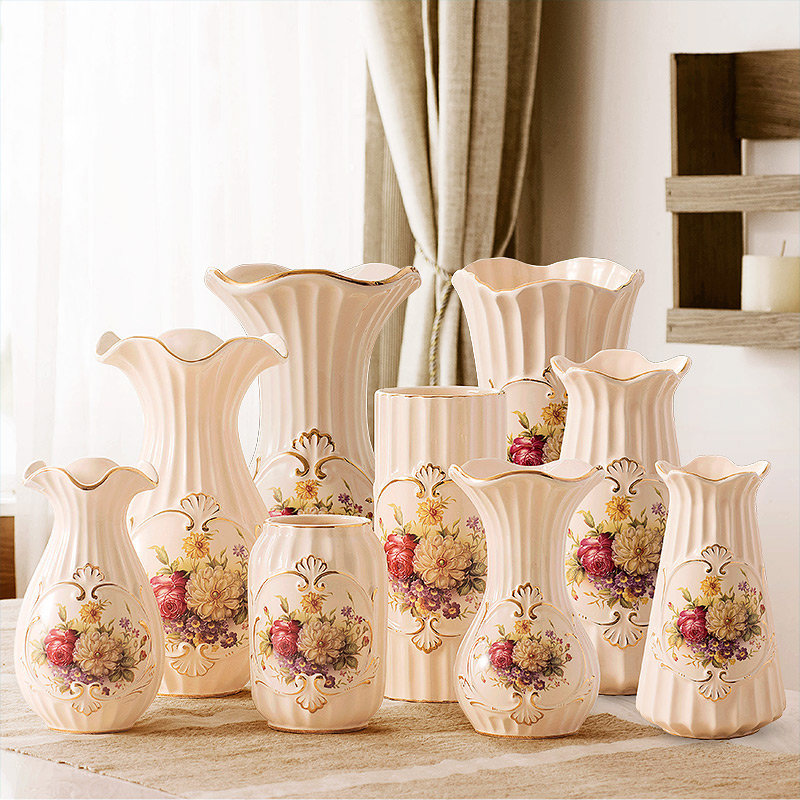 Modern simple ceramic furnishings, European style creative crafts, light luxury, floor living room, household accessories, dry flower vase