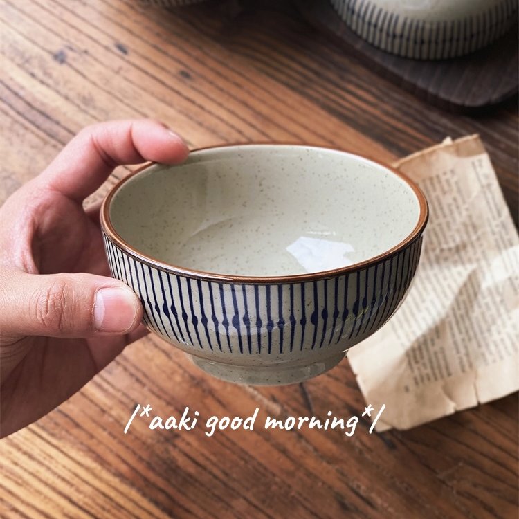 Qianjinqiuqiu High-Quality Underglaze Color Vintage Blue Rain Series Sesame Glaze Household Ceramic Rice Bowl Dessert Bowl Qianjinqiuqiu High-Quality Underglaze Color Vintage Blue Rain Series Sesame Glaze Household Ceramic Rice Bowl Dessert Bowl
