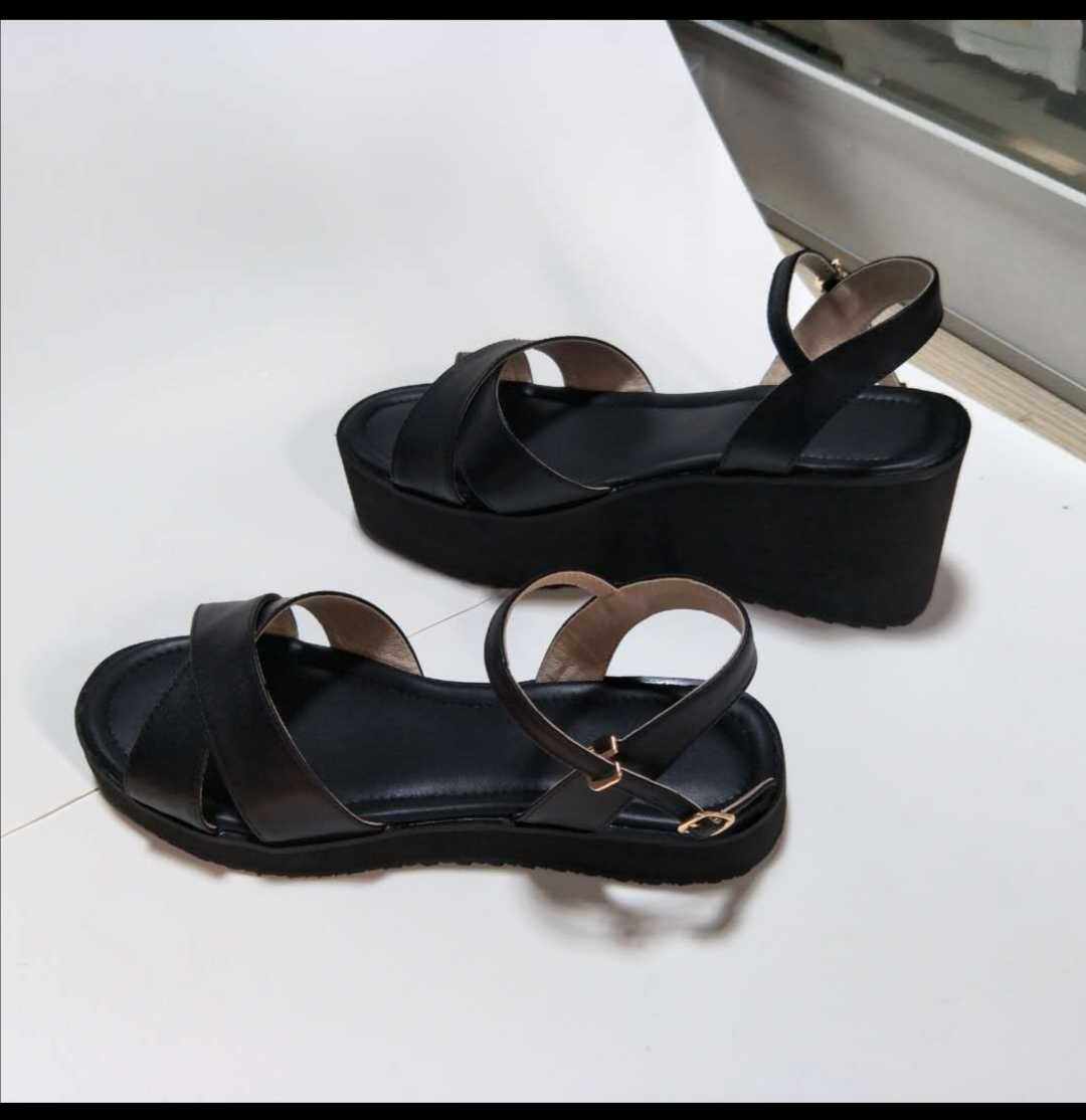 Disabled people customized high and low shoes long legs single high complement high correction women's shoes left and right foot different real leather sandals
