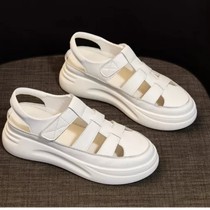 Customized summer leather female sandals high and low feet long legs single height left foot different complementary corrective womens shoes