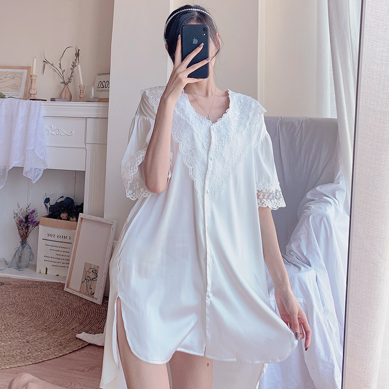 2022 New Products Sexy Lace Florian Side Pyjamas Woman Summer Thin Ice Silk Short Sleeve Shorts Casual Home Suit Suit