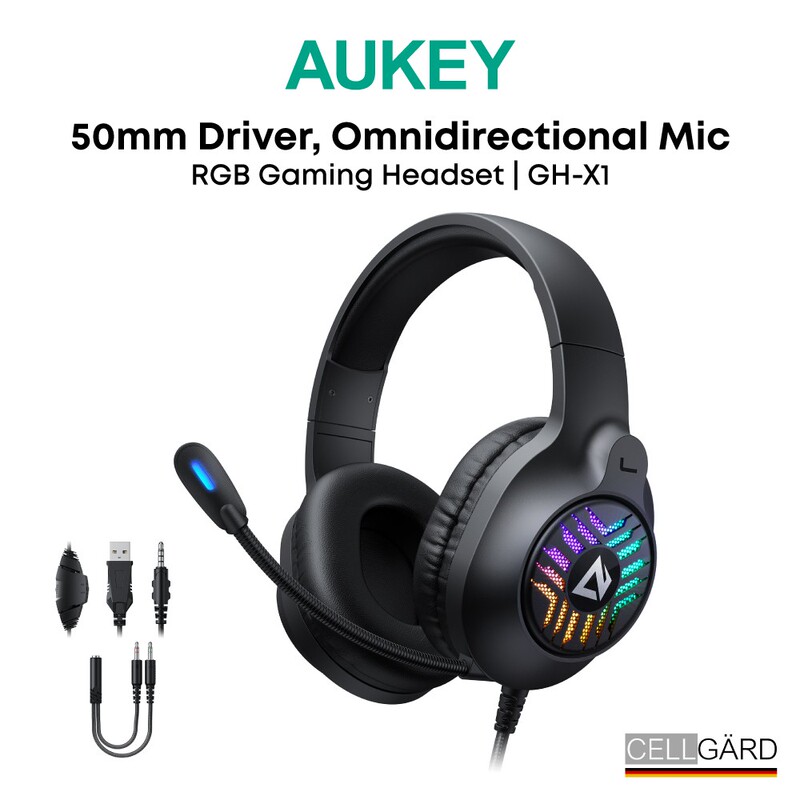 Rgb Lighting Effect Aukey Amazon Foreign Trade Inventory Gaming-Specific No-Latency Wired Over-Ear Headphones