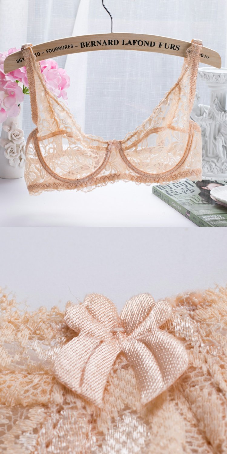 Sexy lưới ren siêu cuốn sách áo ngực trong suốt thiết lập phụ nữ không thu thập cám dỗ đồ lót kích thước lớn ao nguc