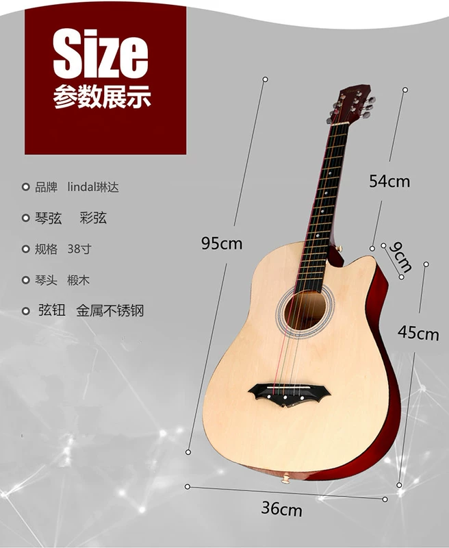 38 inch ballad guitar gỗ màu đen mới bắt đầu học sinh nam và nữ người mới chơi guitar gỗ nhỏ guitar 6 dây jita - Nhạc cụ phương Tây đàn guitar acoustic