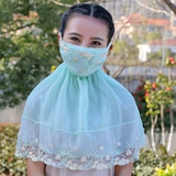 Тонкая кружевная летняя дышащая медицинская маска, вуаль, защита от солнца, с защитой шеи