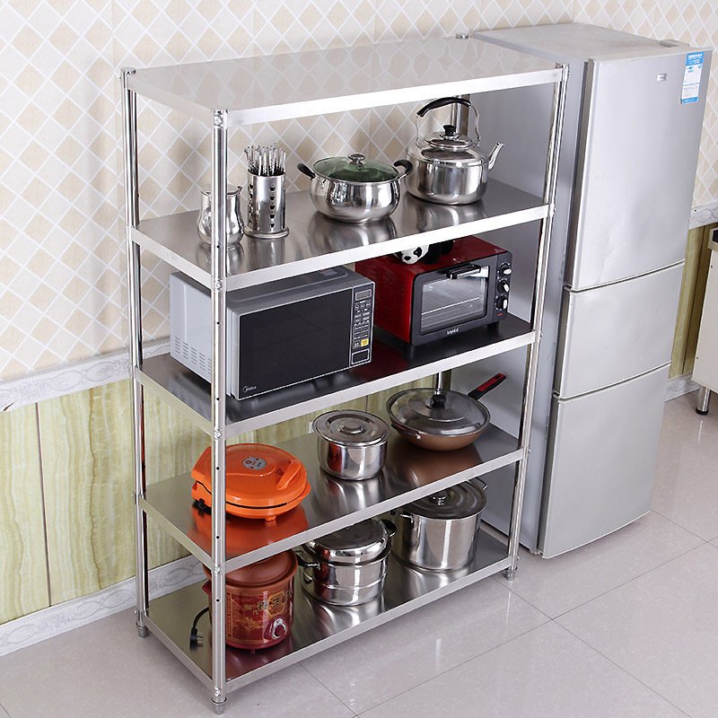 Kitchen Stainless Steel Five Layers Containing Pan Rack Microwave Oven Rack Floor Debris Finishing Racks Home Storage Shelving