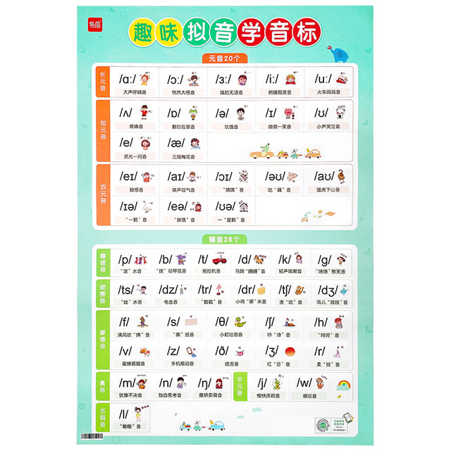 Enlightenment Primary School English Fun Foley Learning Phonetic Symbols 48 International Phonetic Symbols Natural Phonics Video with Sound Symbols Wall Chart