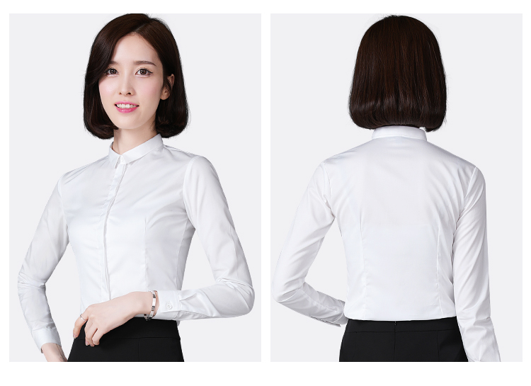 Áo sơ mi trắng nữ tay dài chuyên nghiệp áo liền quần Han Fan size lớn Áo sơ mi trắng mỏng Quần áo nữ mùa xuân mới áo sơ mi trắng nữ công sở