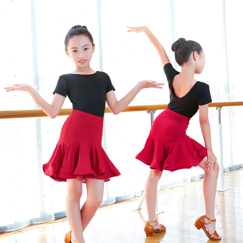 Latin dance clothes practice clothes suit girls Latin dance skirt professional verification exam body suit black long-sleeved costume