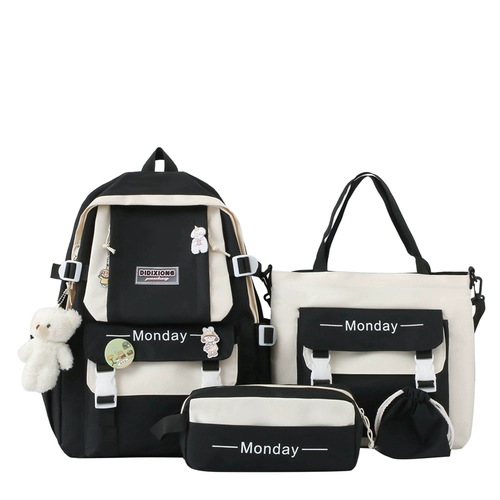 Ранец, брендовая сумка через плечо, комплект, вместительный и большой рюкзак, 4 предмета, для средней школы