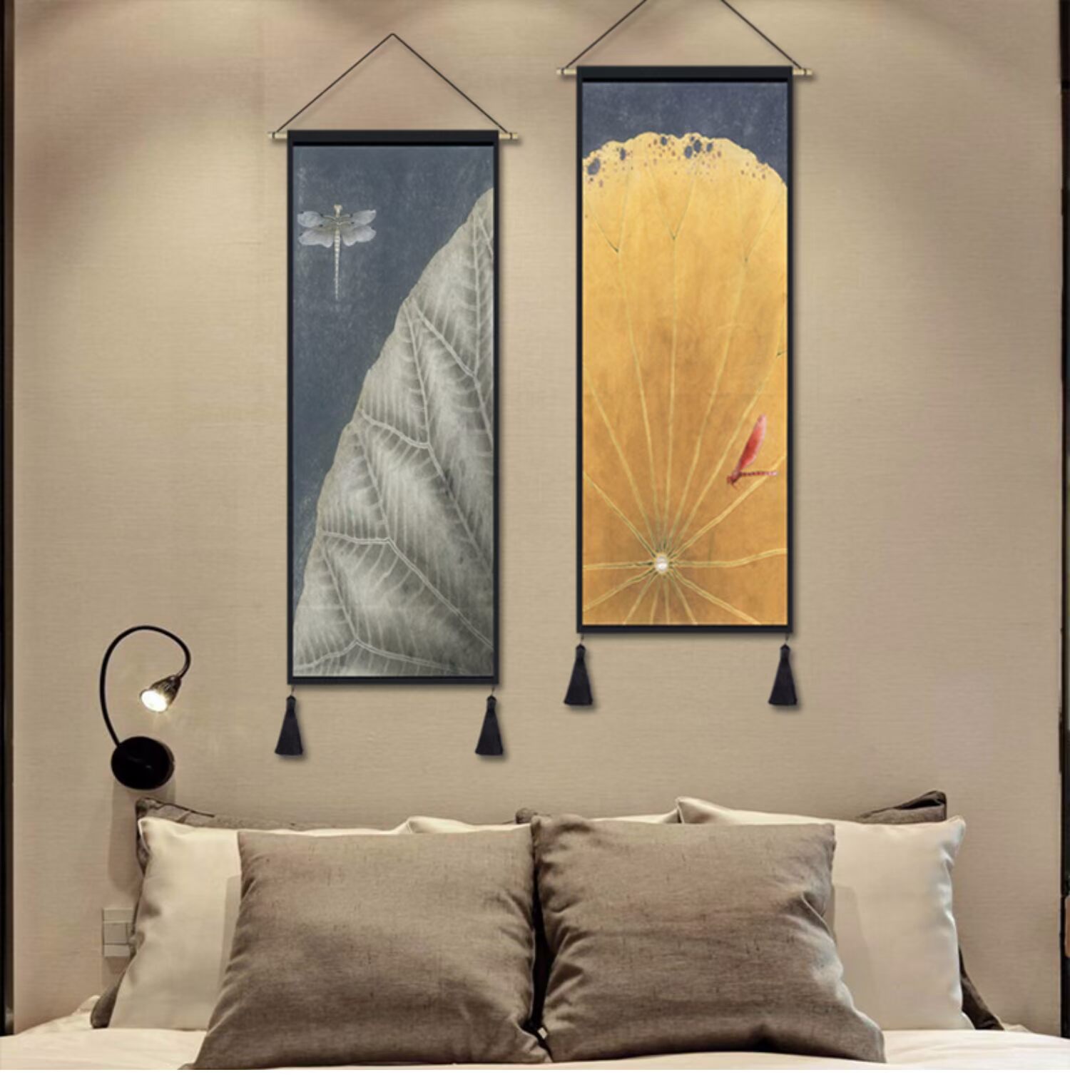 Trung Quốc cổ điển phong cảnh hoa sen tấm thảm tấm bạt vải treo tường vải trang trí bức tranh phòng ngủ hiên phòng khách - Tapestry thảm treo tường bản đồ 