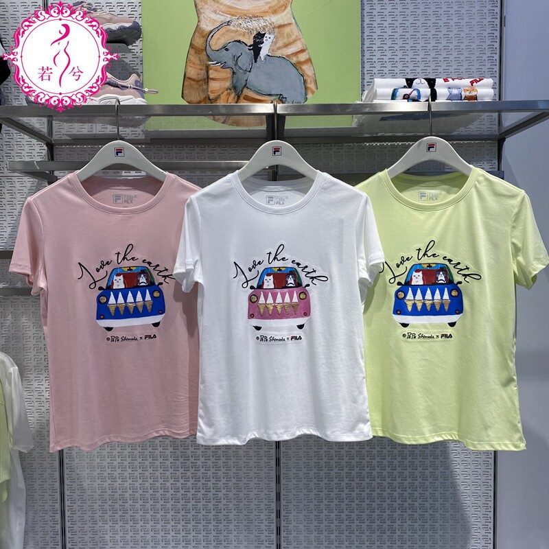 Special price FILAFilaT-shirt woman 2021 fall woman sports kitty pure cotton round collar short T-shirt F11W133199
