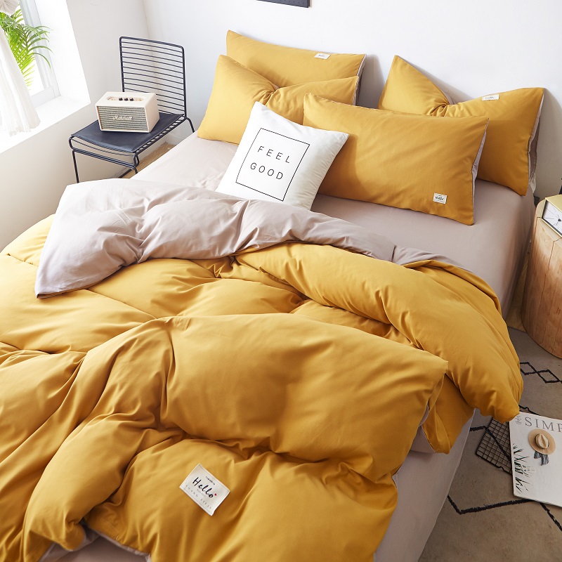 Apricot Yellow KhakiWashed cotton Quilt cover Quilt cover singleton  1.5 rice 1.8x2.0 Single person student dormitory 150 Double 200 x230 sheets