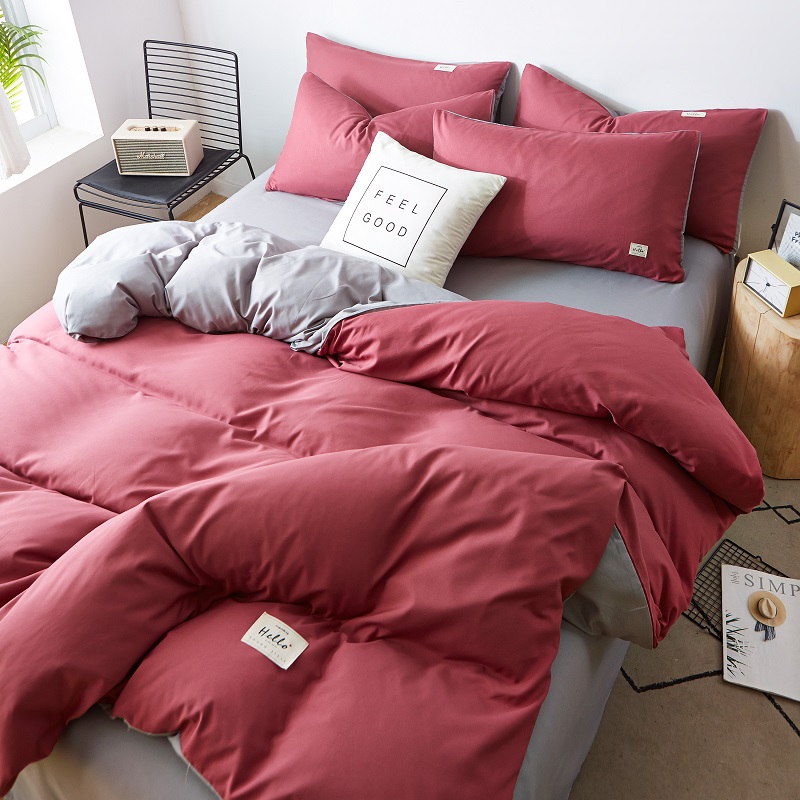 Rose Red Light GreyWashed cotton Quilt cover Quilt cover singleton  1.5 rice 1.8x2.0 Single person student dormitory 150 Double 200 x230 sheets