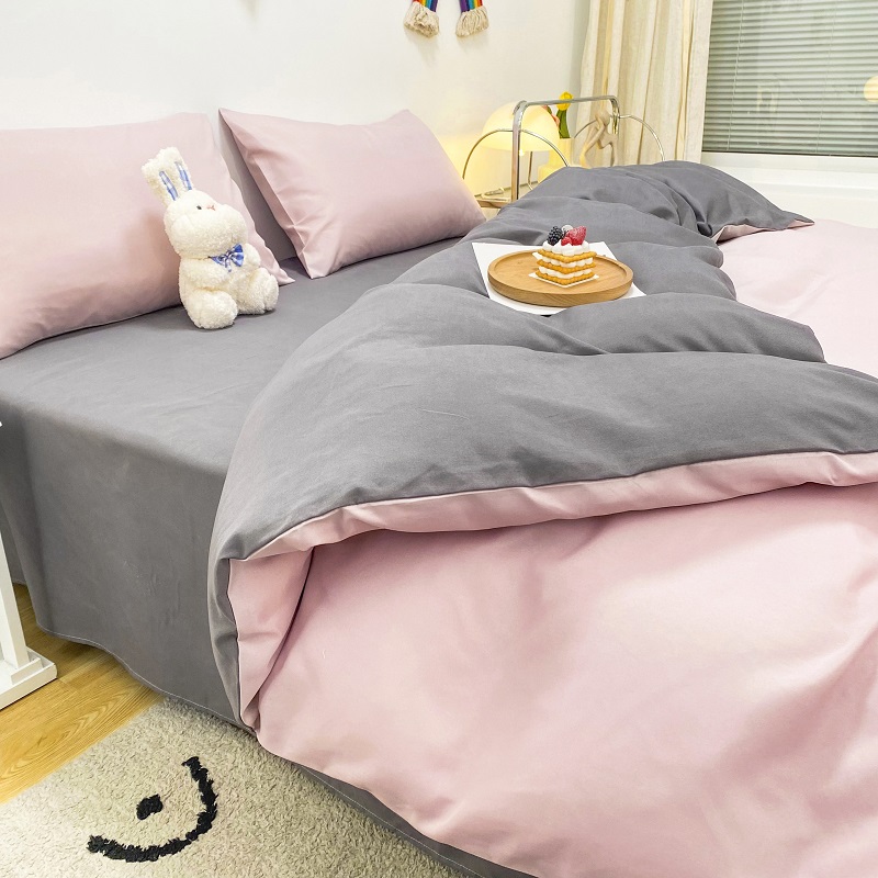 Grinding quilt with four pieces of spring and autumn washed cotton linen quilt cover Three sets of bed bedding Bedding Dormitory Single Quilt Cover Winter-Taobao