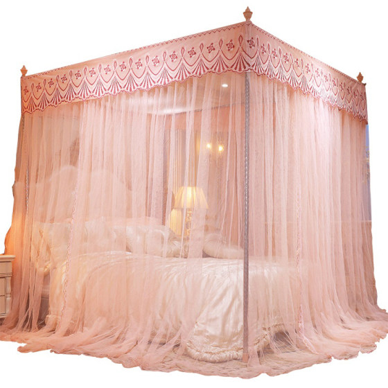 Mosquito Net for Home Use, Easy to Disassemble and Wash, with Fixed Stand, Encrypted and Thickened, Palace-Style, 2025 New Model, Dust Cover, Traditional Style