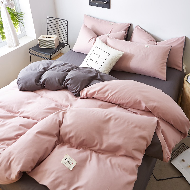 Pink Dark GreyWashed cotton Quilt cover Quilt cover singleton  1.5 rice 1.8x2.0 Single person student dormitory 150 Double 200 x230 sheets