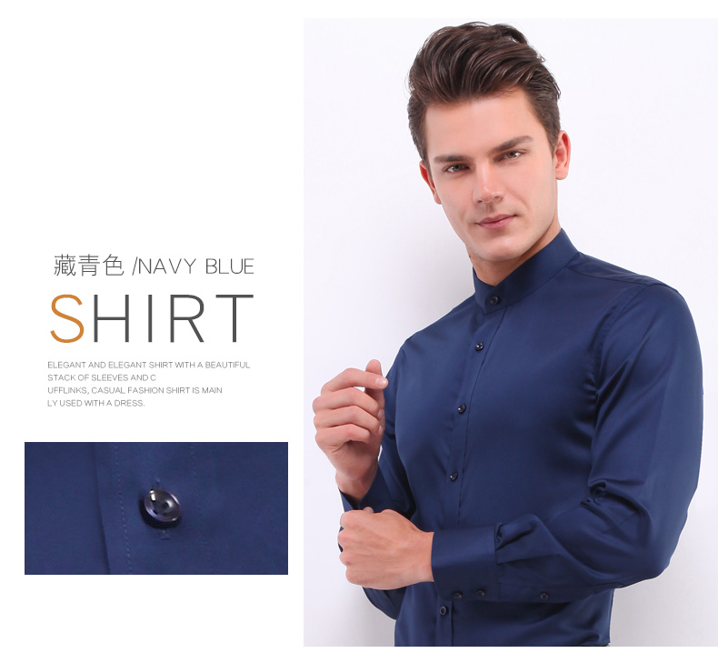 Redside cổ áo sơ mi trắng nam dài tay cổ tròn kinh doanh miễn phí mùa xuân nóng mùa hè bông màu đen áo triều sơ mi tay ngắn