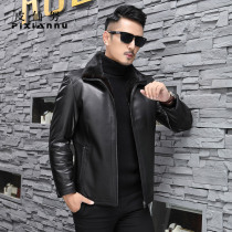 Fur one whole mink mink liner new tire cowhide leather leather clothing mens mink coat fur warm jacket