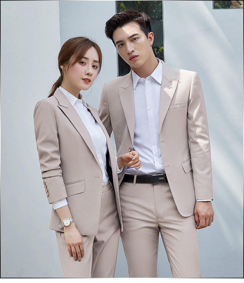 干练气质灰色西装套装男士三件套商务正装4s店工作服经理销售工装详情30